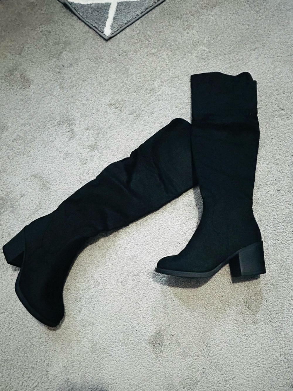 Fashion Nova Black Over-the-Knee Block Heel Boots